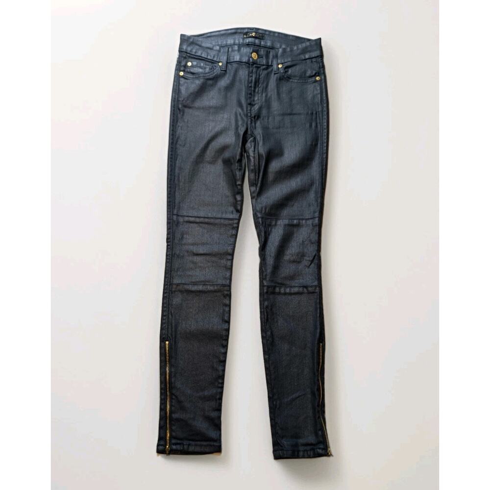 7 FAM Sz 28 AU5331215A Coated Black Skinny Cigarette Jean Gold Hardware